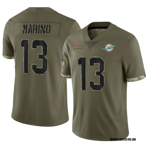 Youth Dan Marino Miami Dolphins Limited Olive 2022 Salute To Service Jersey